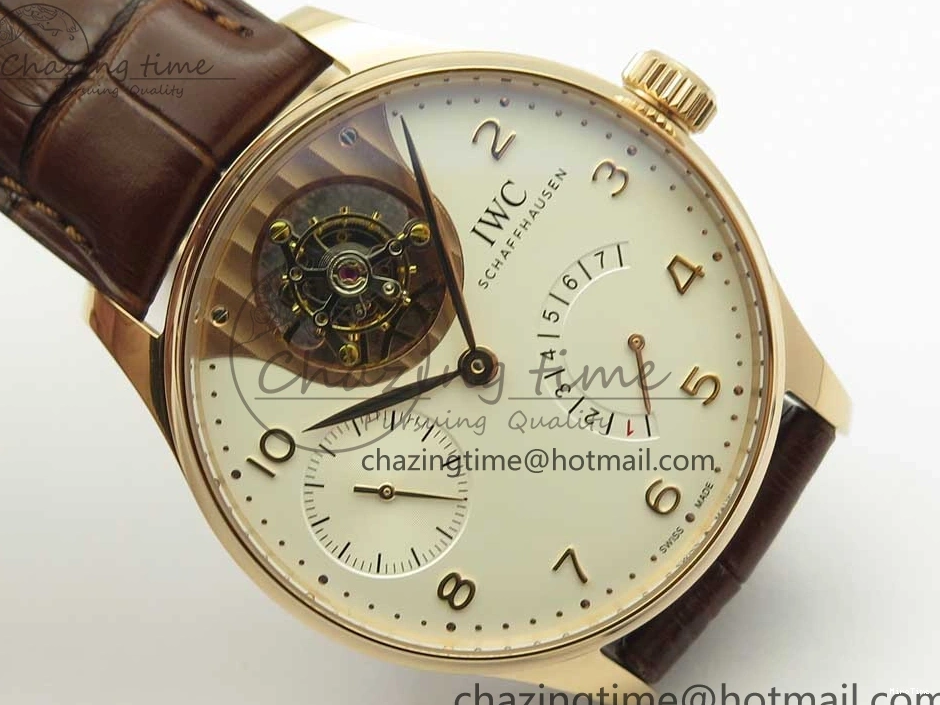 MIROTIME 0514 Portuguese Tourbillon IW5046 RG ZF Best Edition White Dial on Brown Leather Strap UrbanStyle 7144